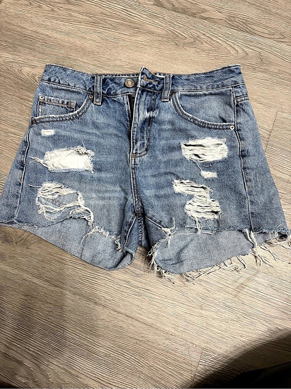 Garage Denim Festival Shorts Distressed Denim Jean Shorts Blue Size 0